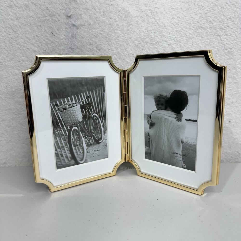 Kate Spade Lenox Sullivan Street Gold-Plated Hinged Double Photo Frame 4” x 6”
